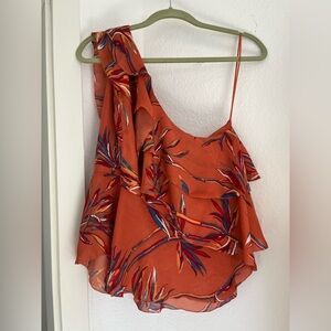 Amaryllis One Shoulder Floral Blouse Top